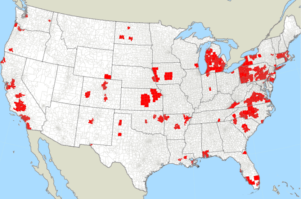 PACE service areas across the United States
